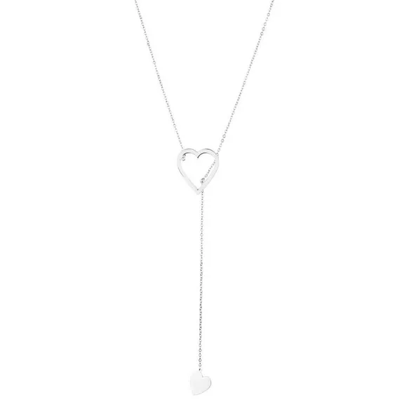 SOLD  Adornia, Silver, or Rose Gold, Heart Lariat Necklace - Picture 6 of 7